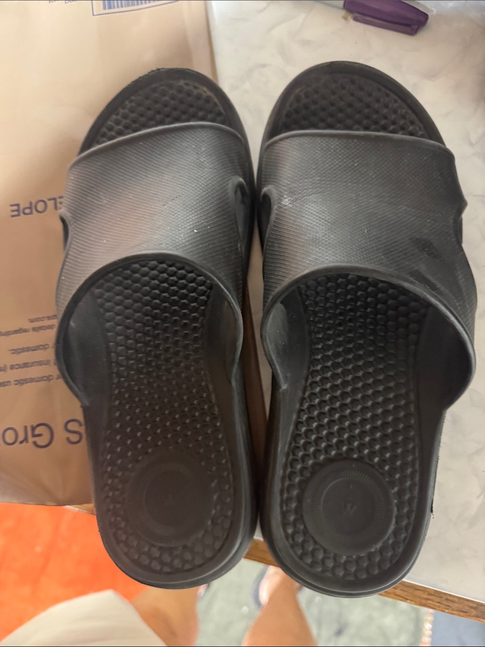 Totes Classic Black Slide Sandals with Cushioned Footbed